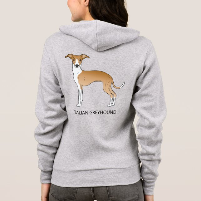 Greyhound med röd och vit Anpassningsbar T Shirt (Baksida)
