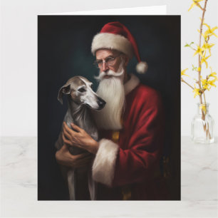 Greyhound med tomte festlig jul kort