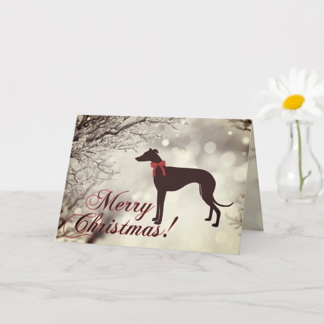 Greyhound Merry Christmas Julkort Kort (Liten växt)