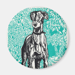 Greyhound Moriz Jung-målning skriver ut animalt hu Magnet