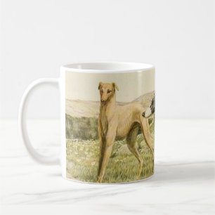 Greyhound mugg med antikvitalt tryck