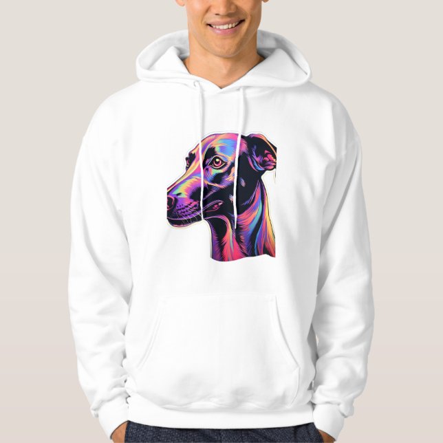 Greyhound Neon Design Hoodie (Framsida)