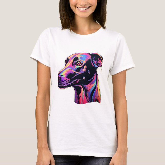 Greyhound Neon Design T Shirt (Framsida)
