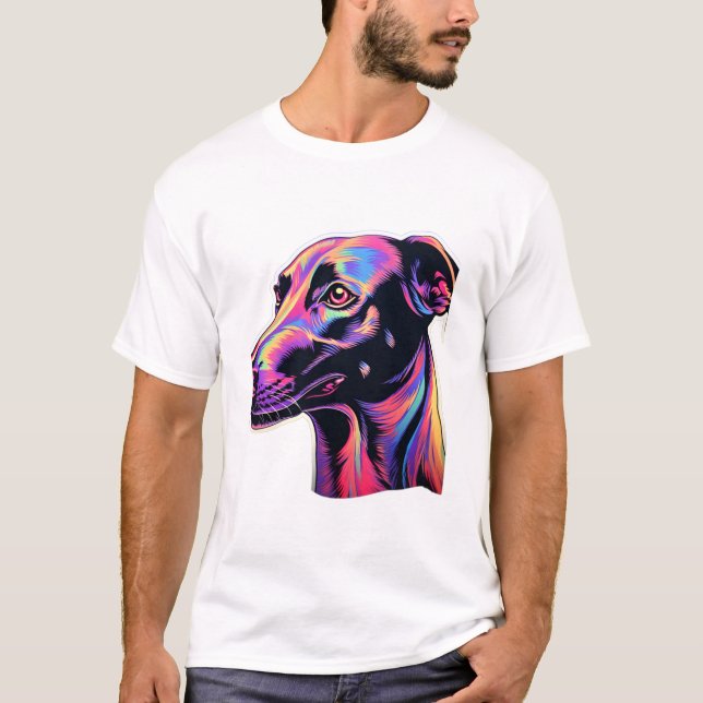 Greyhound Neon Design T Shirt (Framsida)