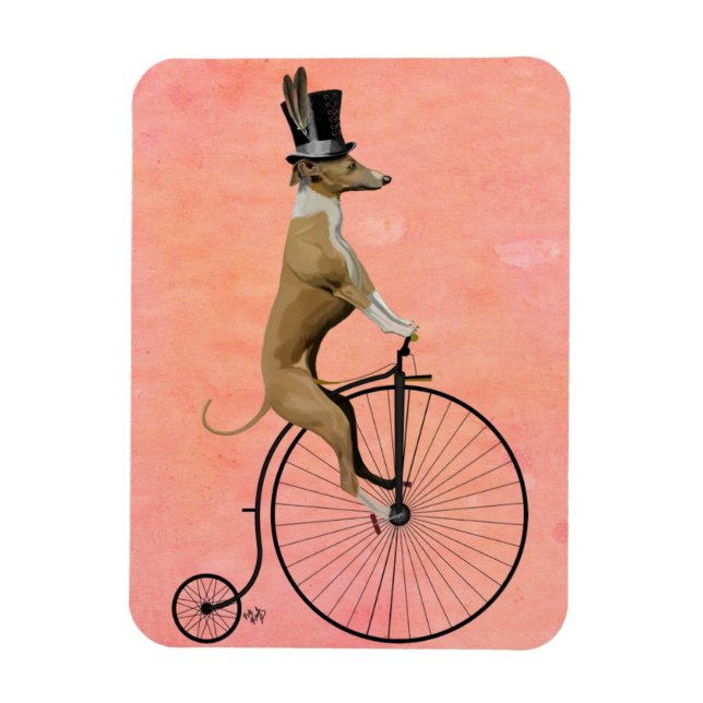 Greyhound på Black Penny Farthing Magnet (Vertikal)