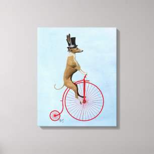 Greyhound på Red Penny Farthing Bike Canvastryck