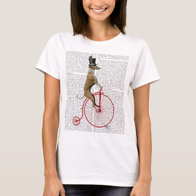 Greyhound på Red Penny Farthing Bike T-shirt (Framsida)
