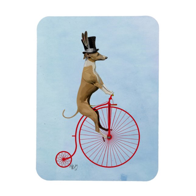 Greyhound på Red Penny Farthing Magnet (Vertikal)