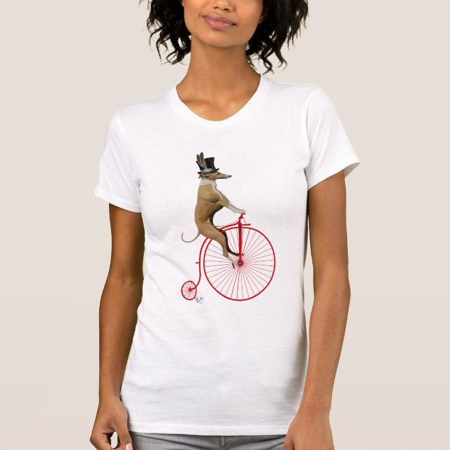 Greyhound på Red Penny Farthing Tee Shirt (Framsida)