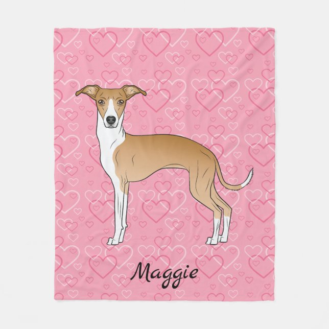 Greyhound på Rosa Hearts, dvs. Fleecefilt (Framsidan)