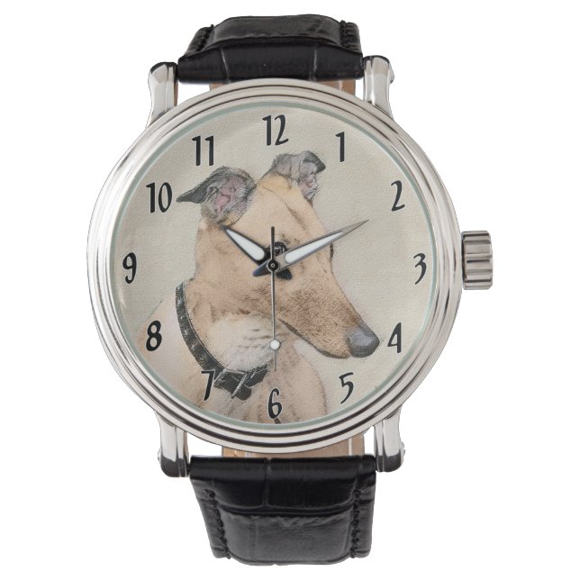 Greyhound Painting - Cute Original Hund Art Armbandsur (Framsida)