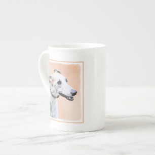 Greyhound Painting - Cute Original Hund Art Benporslin Mugg
