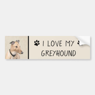 Greyhound Painting - Cute Original Hund Art Bildekal