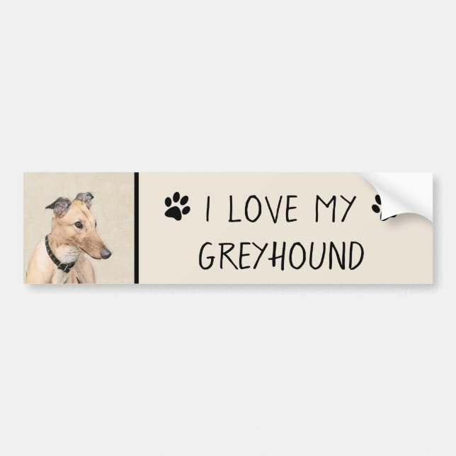 Greyhound Painting - Cute Original Hund Art Bildekal (Framsidan)
