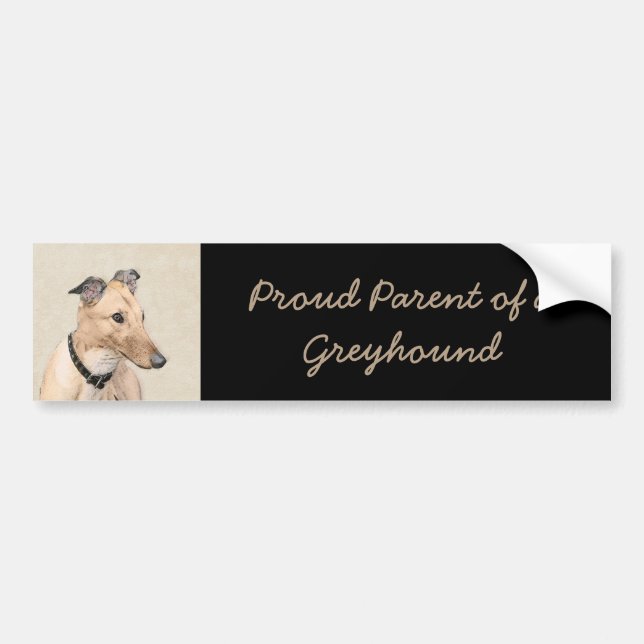 Greyhound Painting - Cute Original Hund Art Bildekal (Framsidan)
