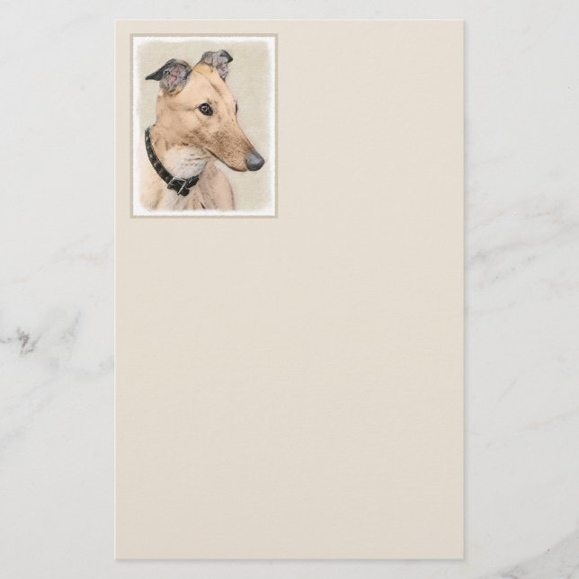 Greyhound Painting - Cute Original Hund Art Brevpapper (Framsida)