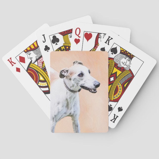 Greyhound Painting - Cute Original Hund Art Casinokort (Baksidan)
