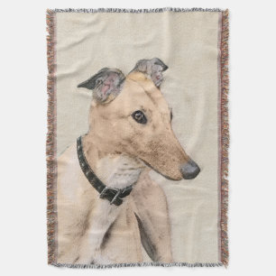 Greyhound Painting - Cute Original Hund Art Filt