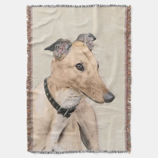 Greyhound Painting - Cute Original Hund Art Filt (Framsidan Vertikal)