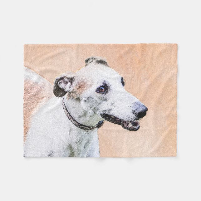 Greyhound Painting - Cute Original Hund Art Fleecefilt (Framsidan (Horisontell))