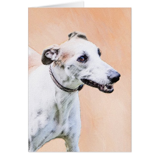 Greyhound Painting - Cute Original Hund Art Hälsningskort (Framsidan)