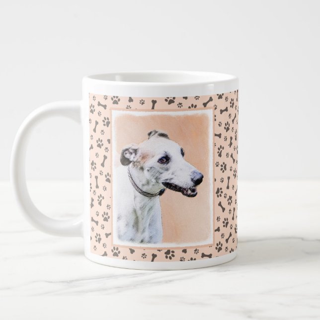 Greyhound Painting - Cute Original Hund Art Jumbo Mugg (Vänster)