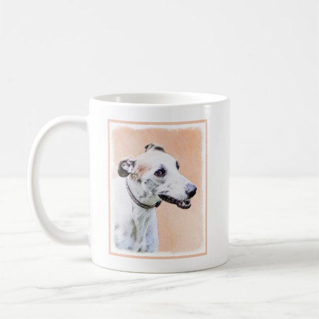 Greyhound Painting - Cute Original Hund Art Kaffemugg (Vänster)