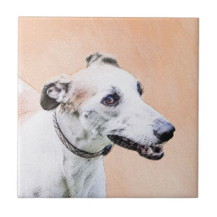 Greyhound Painting - Cute Original Hund Art Kakelplatta