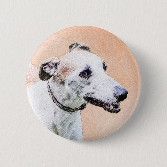Greyhound Painting - Cute Original Hund Art Knapp (Framsida)