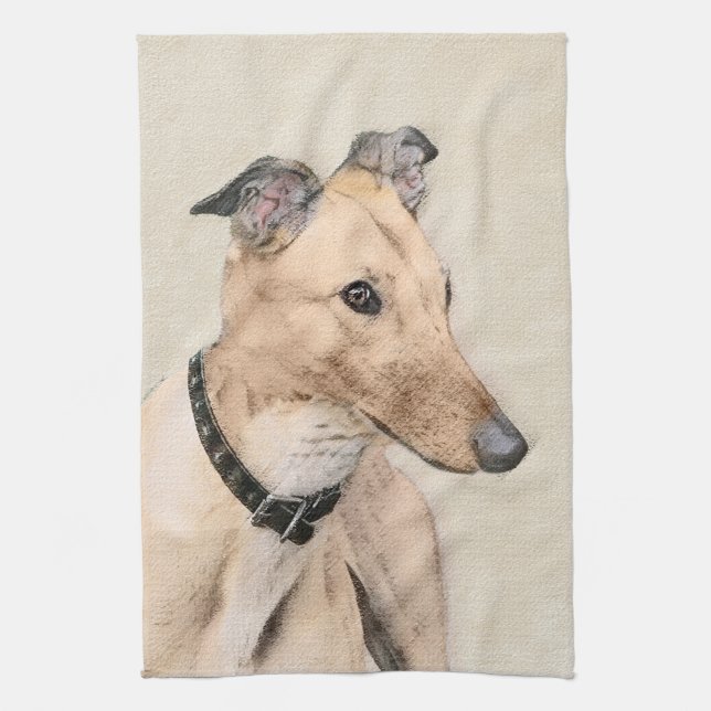 Greyhound Painting - Cute Original Hund Art Kökshandduk (Vertikal)