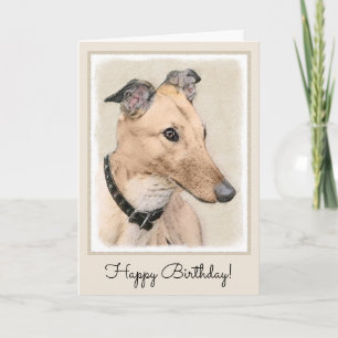 Greyhound Painting - Cute Original Hund Art Kort