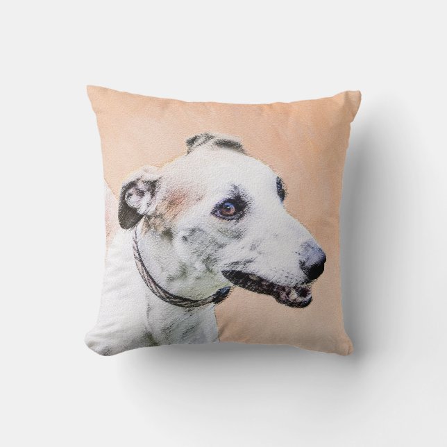 Greyhound Painting - Cute Original Hund Art Kudde (Framsida)