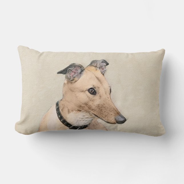 Greyhound Painting - Cute Original Hund Art Lumbarkudde (Framsida)