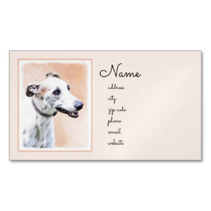 Greyhound Painting - Cute Original Hund Art Magnetiska Visitkort