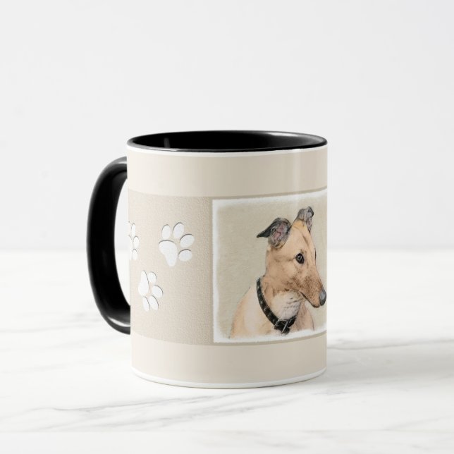 Greyhound Painting - Cute Original Hund Art Mugg (Framsida vänster)