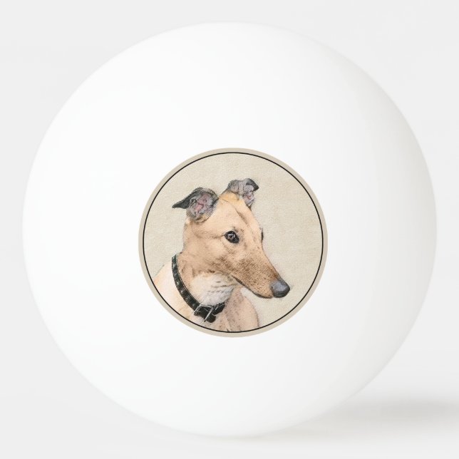 Greyhound Painting - Cute Original Hund Art Pingisboll (Framsidan)