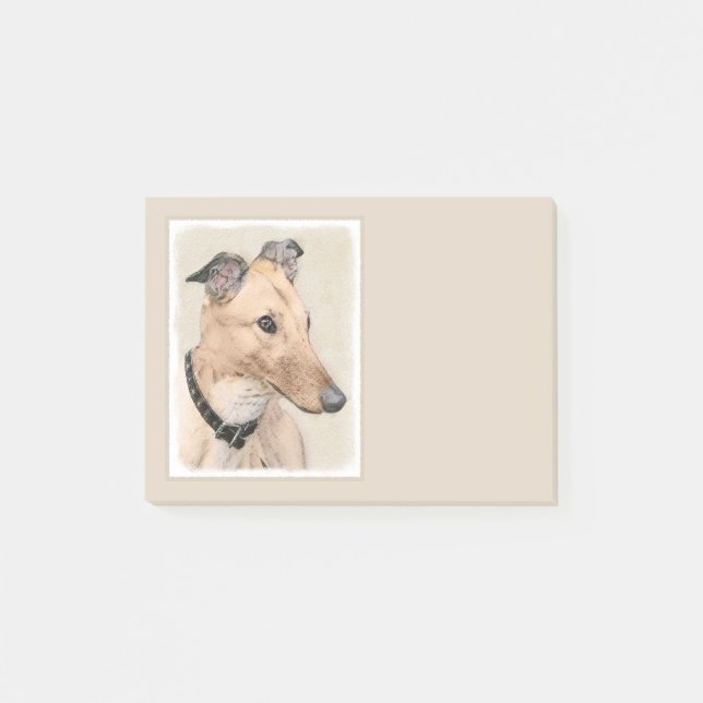 Greyhound Painting - Cute Original Hund Art Post-it Block (Framsida)