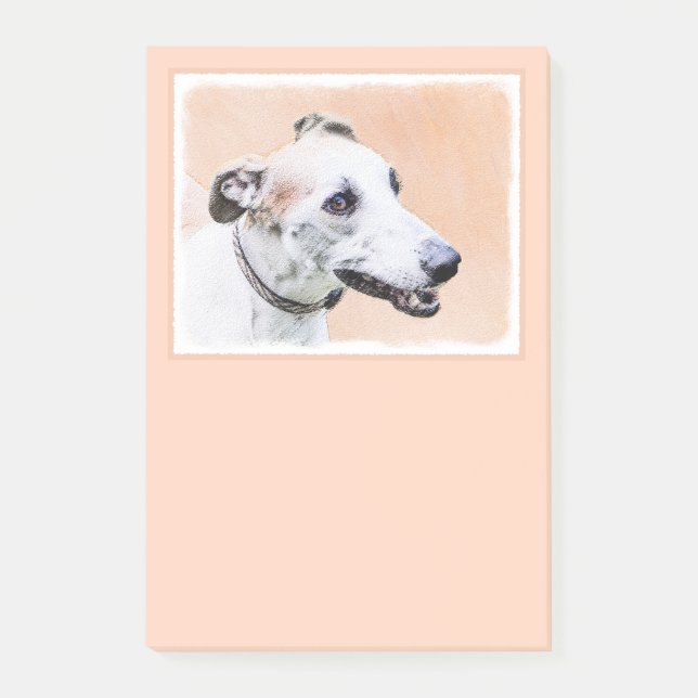 Greyhound Painting - Cute Original Hund Art Post-it Block (Framsida)