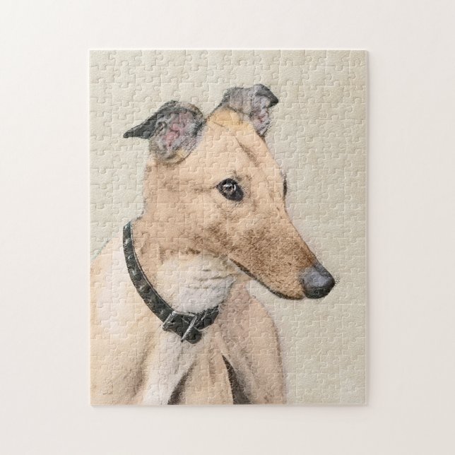 Greyhound Painting - Cute Original Hund Art Pussel (Vertikal)