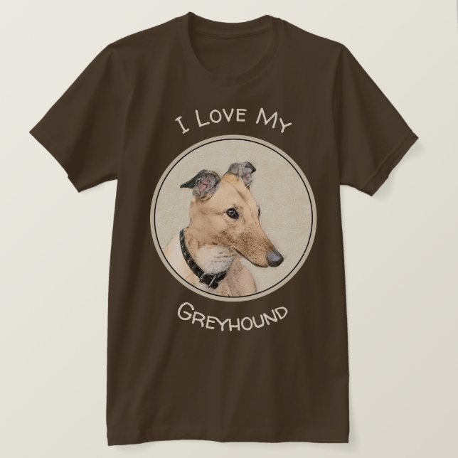 Greyhound Painting - Cute Original Hund Art T Shirt (Design framsida)
