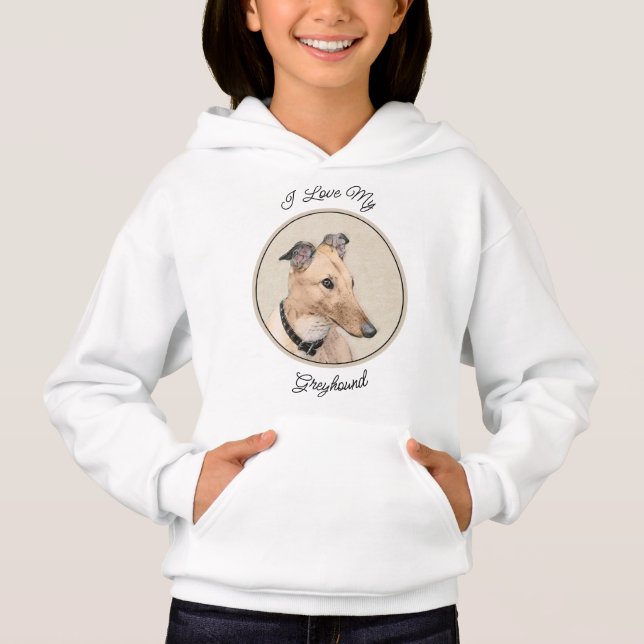 Greyhound Painting - Cute Original Hund Art T Shirt (Framsida)