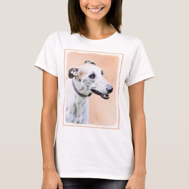 Greyhound Painting - Cute Original Hund Art T Shirt (Framsida)