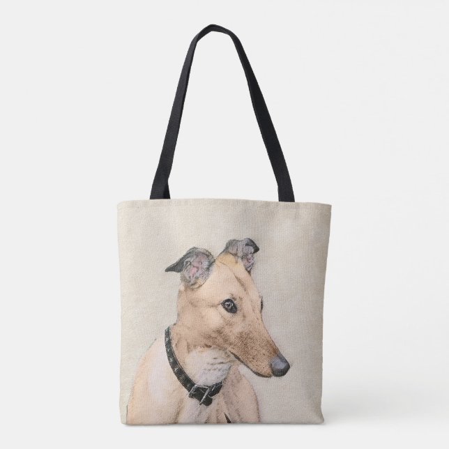 Greyhound Painting - Cute Original Hund Art Tygkasse (Baksida)