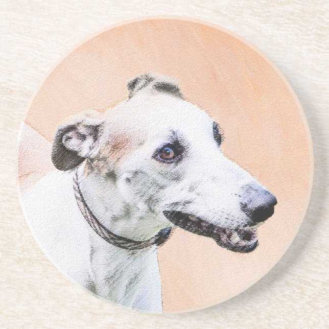 Greyhound Painting - Cute Original Hund Art Underlägg (Framsidan)