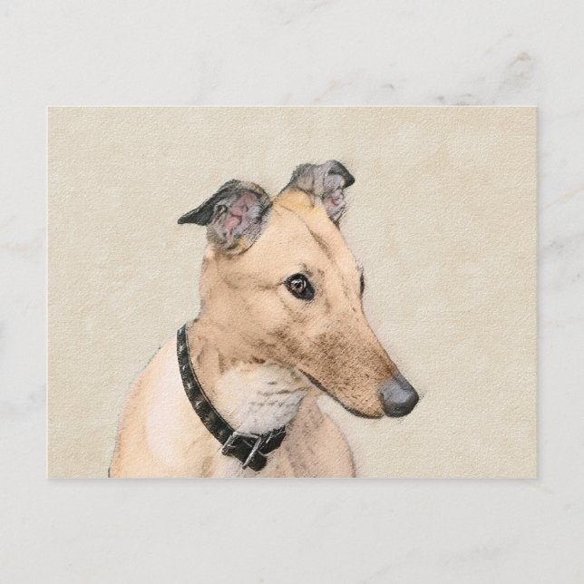 Greyhound Painting - Cute Original Hund Art Vykort (Framsida)