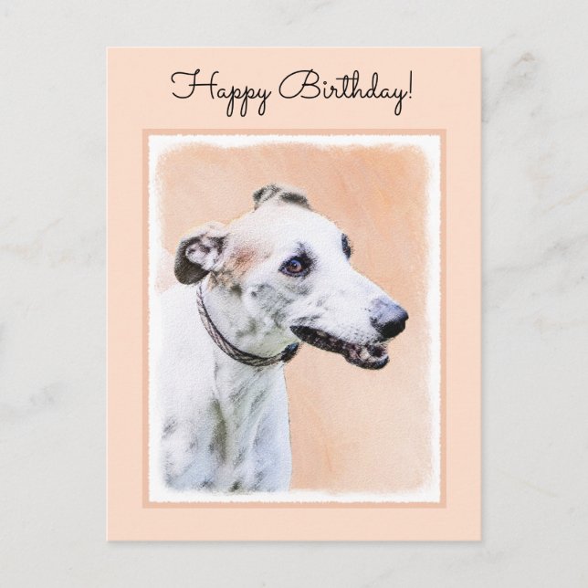Greyhound Painting - Cute Original Hund Art Vykort (Framsida)