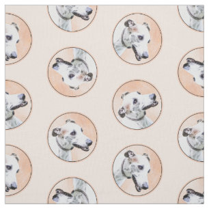 Greyhound Painting Cute White Original Hund Art Tyg