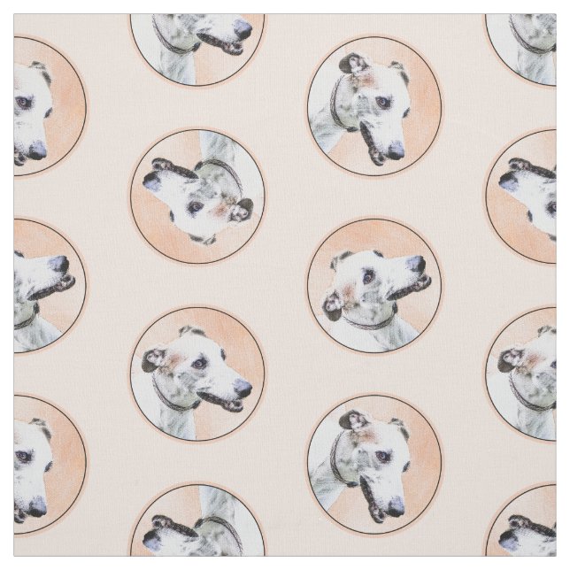 Greyhound Painting Cute White Original Hund Art Tyg (Provkarta)