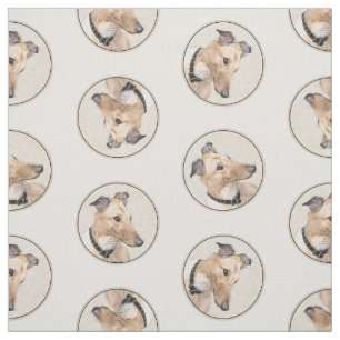 Greyhound Painting Fawn Cute Original Pet Hund Art Tyg