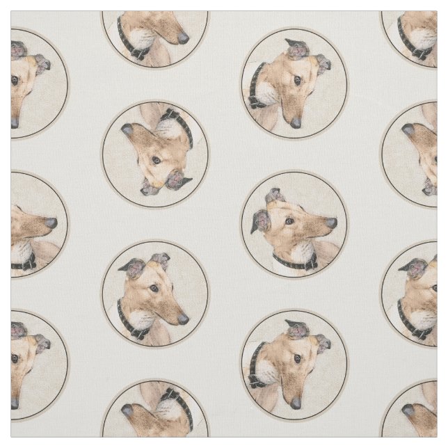 Greyhound Painting Fawn Cute Original Pet Hund Art Tyg (Provkarta)